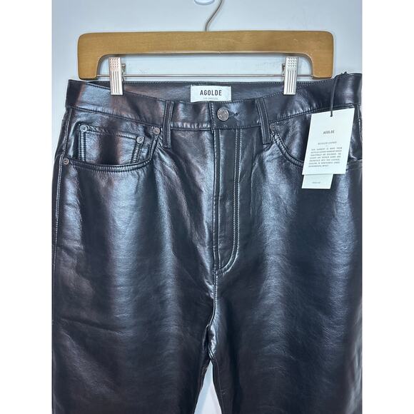 AGOLDE NEW 90s Pinch Waist Recycled Leather Size 31 Black Detox A164-1286 - Picture 3 of 11